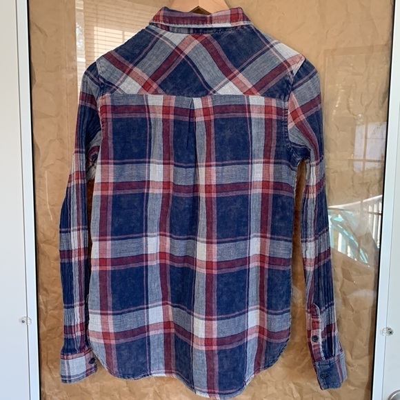 Indigo Rein Blue Red Plaid Button Down Collared Long Sleeve 100% Cotton Shirt M - Picture 17 of 17